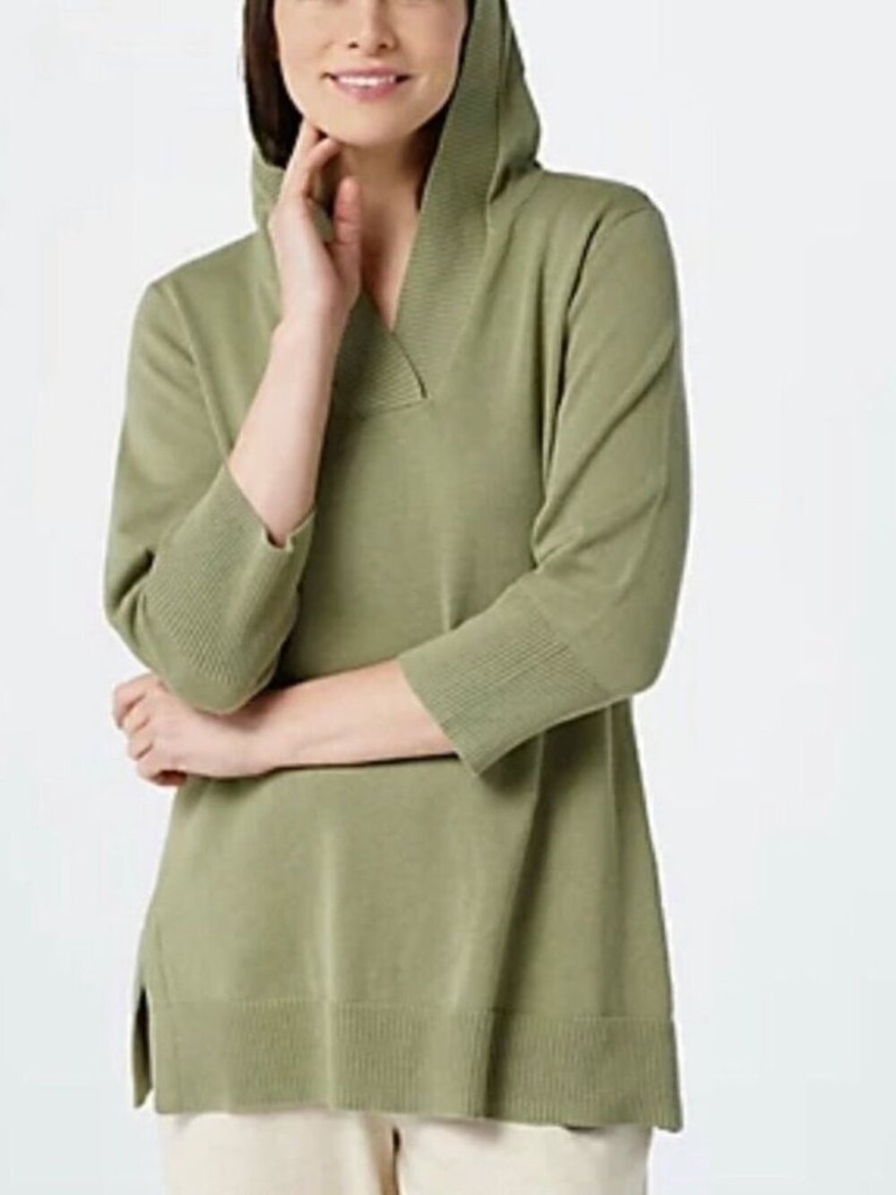 Denim & Co. Naturals Hooded Pullover Sweater